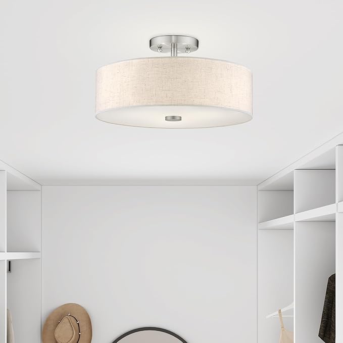 Livex Lighting 52135-91 Meridian 3 Light Brushed Nickel Ceiling Mount