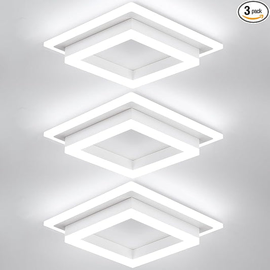 EIDISUNY 32W Flush Mount Modern LED Ceiling Lights, Small Hallway Ceiling Light, Cool White 6000K Acrylic LED Kitchen Ceiling Light Fixtures for Bedroom Dining Room Bathroom (3 Pack)