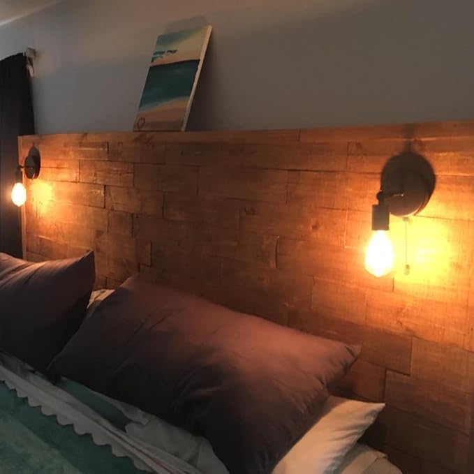 Adjustable Retro Wall Sconce Light with Pull Chain Switch Vintage Black Wall Lights Fixture with On Off Switch E26 Indoor Wall Lamps for Home Bedroom Kitchen Wall Mount ighting, NO Bulb