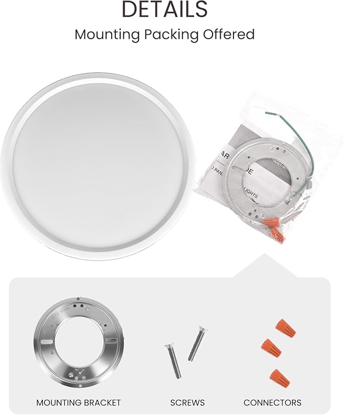LEDYOND 11in Ultra-Thin LED Ceiling Light (0.52in), 5 Color Temperatures (3000K-6500K), 1100 Lumens Dimmable Flush Mount Ceiling Light Fixture, Compatible with Most Dimmers, Flicker-Free - 1 PK/White