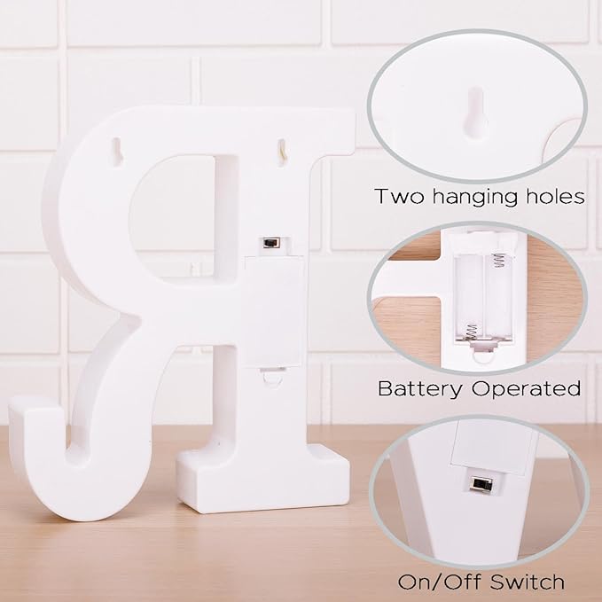 DyingSwan Small Led Marquee Letters, Light Up Letters, 8.58 Inch Led Letter Lights, Battery Powered Lighted Sign for Table, Party, Birthday, Christmas Decor (Letter R)