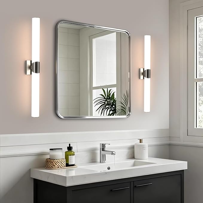 Modern Wall Sconce 30 Ihch Brushed Nickel Bathroom Sconces LED Wall Lighting Fixtures with Acrylic Shade Hardwired Long Vanity Lights Over Mirror for Bedroom Living Room Hallway
