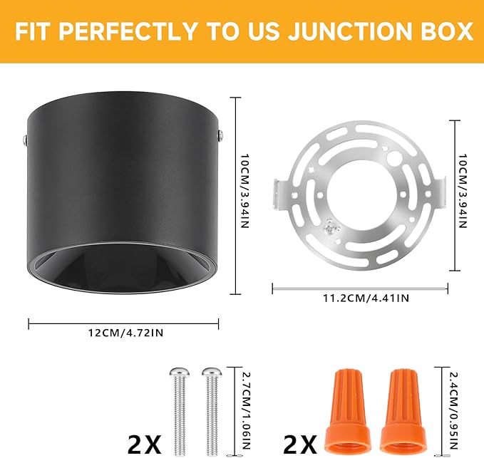 Dimmable LED Ceiling Spot Lights – Flush Mount Ceiling Cylinder Light Indoor Fixture for Kitchen, Hallway & Entryway 4.72” CRI97 15W 3000K Black (1Pack)
