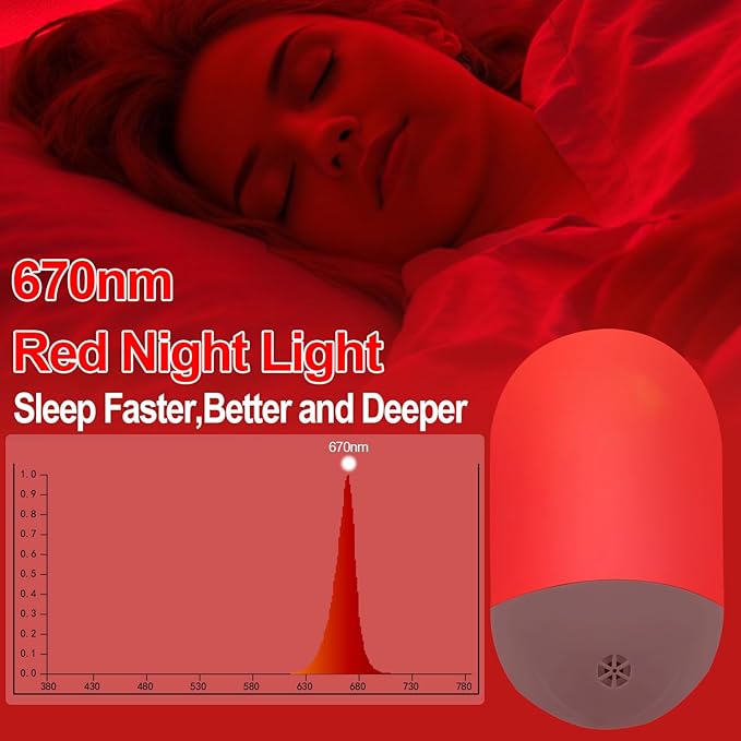 670nm Red Light Night Light for Sleep Therapy[3 Pack] - Zero Blue Light, with Dusk to Dawn Sensor Auto On/Off LED Night Light Plug into Wall for Nursery Bedroom Bathroom