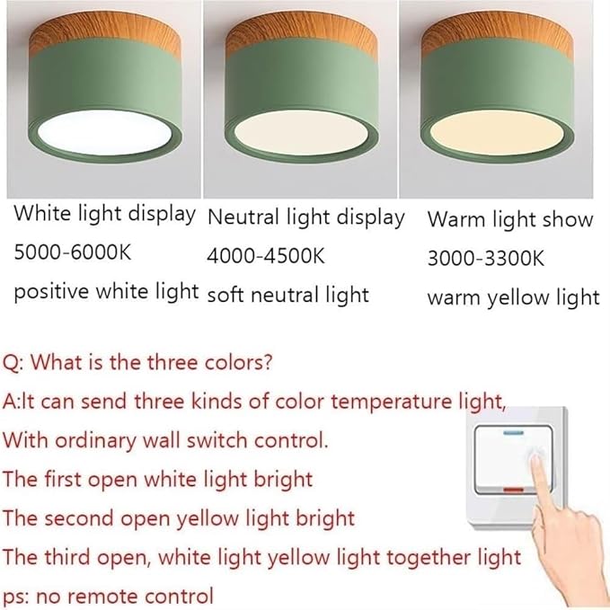 KISAD Nordic Modern and Minimalism Ceiling Lights Macaron Color Semi Flush Mount Ceiling Light Cylindrical Ceiling Light Fixture for Bedroom(Green)