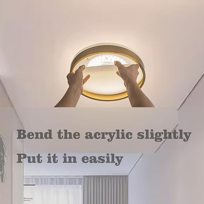Ken & Ricky 12 Inch Brushed Gold Flush Mount Ceiling Light,Round Flat Led Ceiling Light Dimmable,Close to Ceiling Light Fixtures for Kitchen Bathroom Bedroom Hallway 5CCT 24W 1PK