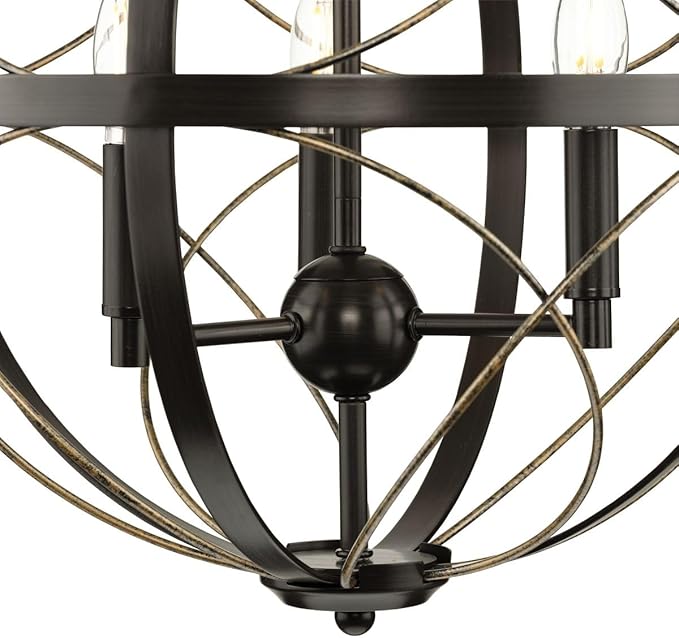 Progress Lighting Brandywine Collection 3-Light Farmhouse Sphere Pendant Light Antique Bronze, 19.75x16.00x16.00