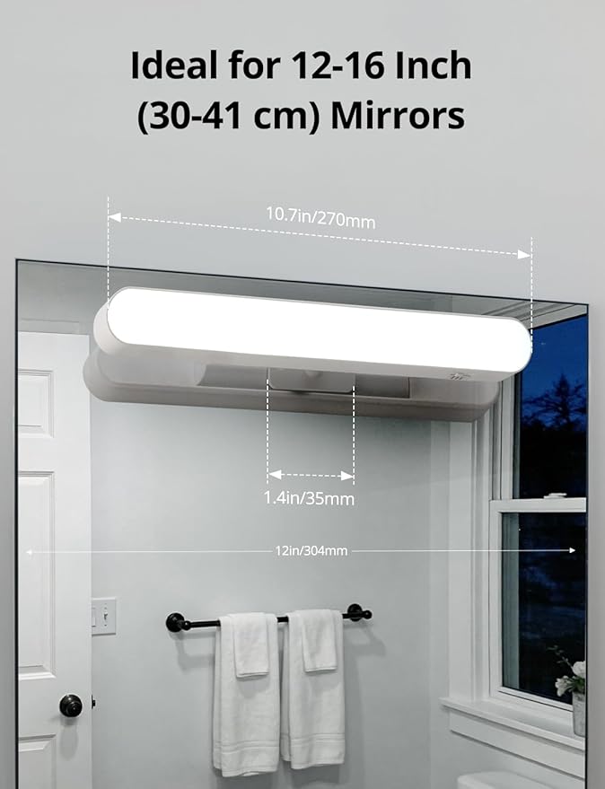 Combuh 2 Pack Battery Operated Bathroom Mirror Lights Bar for Vanity Stick on, Rechargeable 14 Days Extended Battery Life Bright Make up Lighting Cordless 360° Adjustable Luces para Espejo for Desk