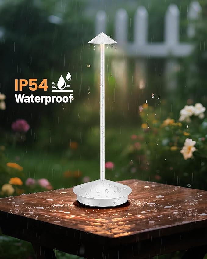 Portable LED Cordless Lamp Table Light 2 Pack, Rechargeable 6000mAh Battery Outdoor Table Lamp for Dining Restaurant Patio Bedroom Camping, IP54 Waterproof, Dimmable