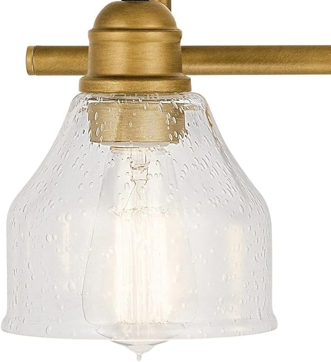 Kichler Avery 4-Light Bathroom Vanity Light Fixture with Clear Seeded Glass in Black, Industrial Farmhouse Wall Mount for Bathroom Mirror (33.5" x 9.5" x 8.25"), 45974BK