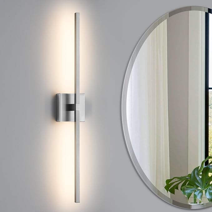 Bathroom Vanity Light Fixtures - 30inch Dimmable Brushed Nickel Bathroom Lights Over Mirror 18W LED Vanity Light Bar 3500K Modern Wall Sconce Lighting for Mural