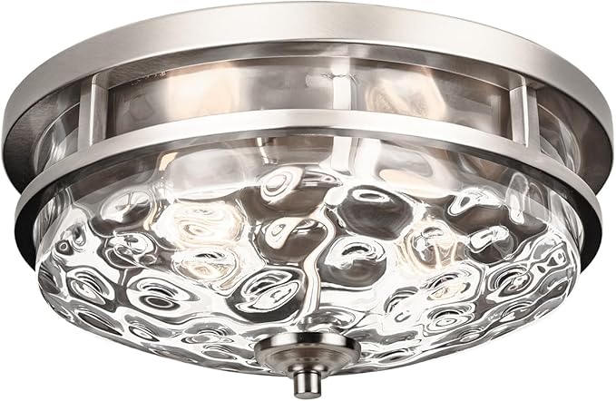 Flush Mount Ceiling Lights, 2-Light Farmhouse Close to Ceiling Light, Industrial Ceiling Lighting Fixture for Kitchen Hallway Bedroom Living Room Stairways Porch (Brushed Nickel)