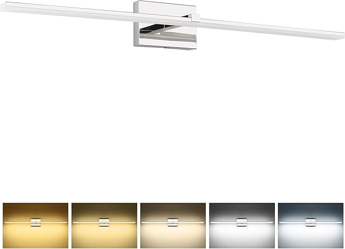 ZUZITO 40in Chrome Bathroom Vanity Light Modern LED Bathroom Light Fixtures 5CCT Dimmable 28W Vanity Light Bar for Bath