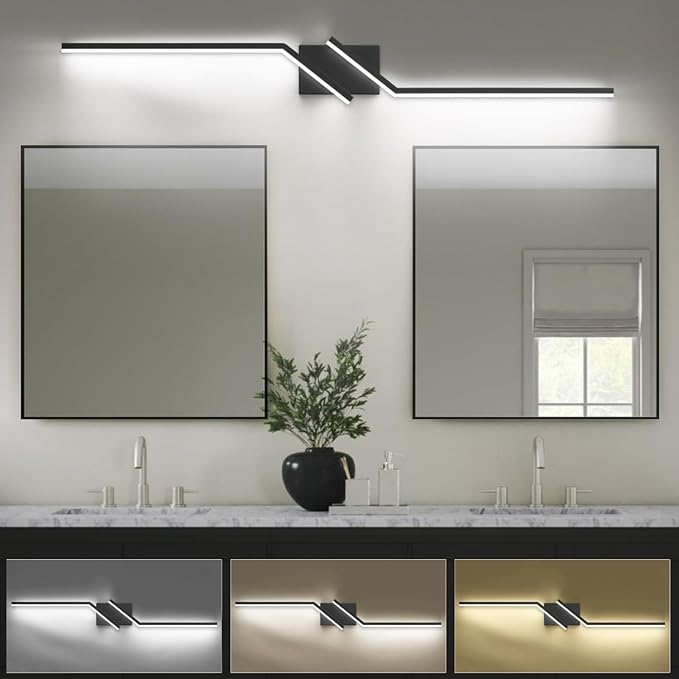 ZUZITO Nickel Vanity Lights for Bathroom 24 Inch Vanity Light Modern Dimmable Bathroom LED Light Fixtures Over Mirror 6000K Cool White