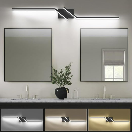 ZUZITO Nickel Vanity Lights for Bathroom 24 Inch Vanity Light Modern Dimmable Bathroom LED Light Fixtures Over Mirror 6000K Cool White