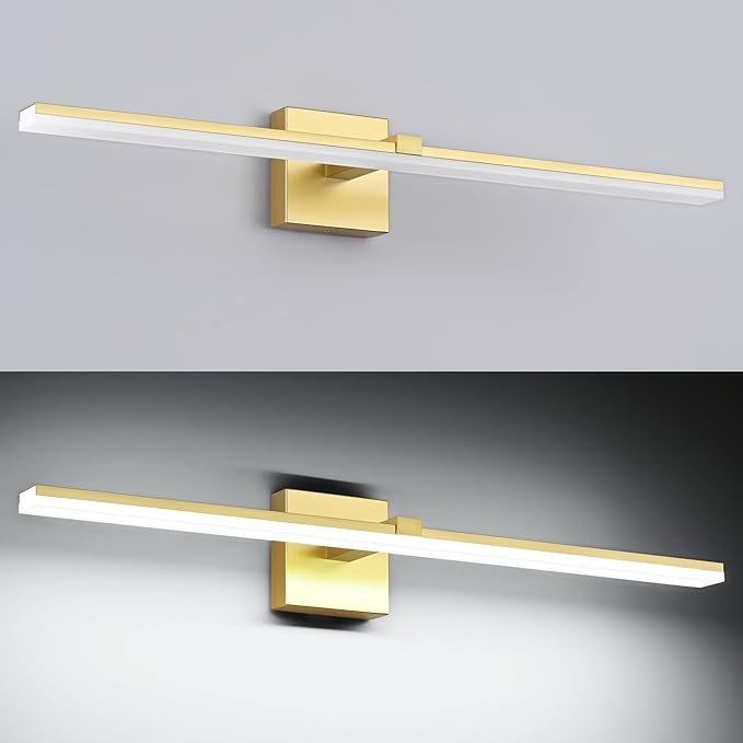 ZUZITO 40 Inch LED Vanity Light Gold Bathroom Lighting Fixtures Dimmable Modern Bathroom Lights Over Mirror 6000K Cool White