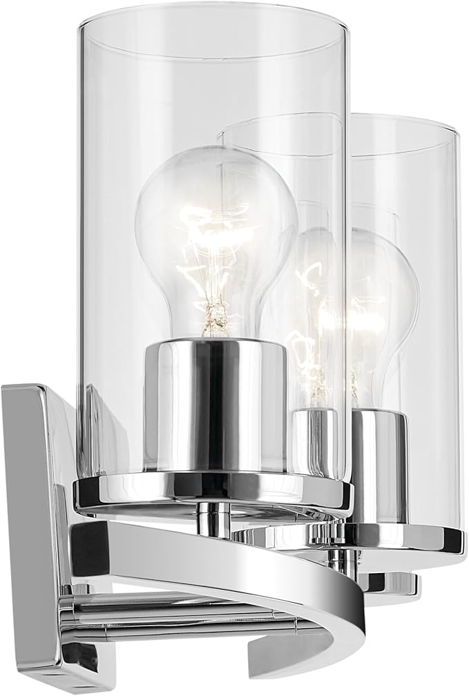 Kichler Crosby 23" 3-Light Bathroom Vanity Light Fixture with Clear Glass in Chrome, Modern Wall Mount Lighting for Powder Room, Mirror Lighting (23" x 8.75"), 45497CHCLR