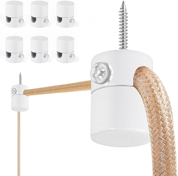 6 Pack Upgrade Ceiling Hooks for Hanging Lights, White Swag Hooks for Ceiling Light, Aluminum Swag Hook Super Load, Modern Hook for Hanging Light Fixture,Pendant Lights Cord-Easy to Use