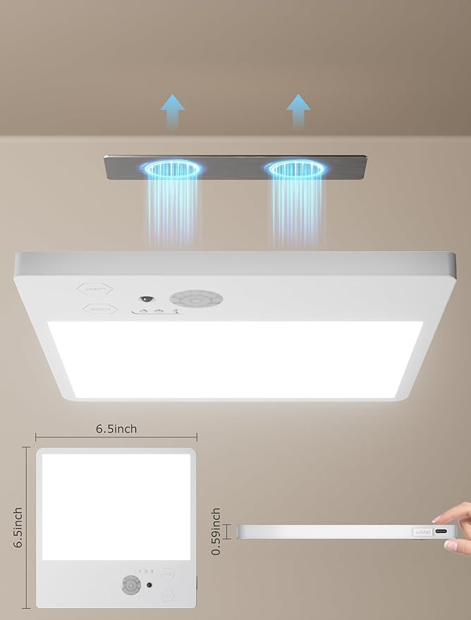 Rechargeable Motion Sensor Light Indoor with Remote,Closet Lights Motion sensored,Magnetic Wireless Ceiling Light ,Motion Sensor Light Indoor,12000mAh Wireless Ceiling Light for Closet ShowerStairs