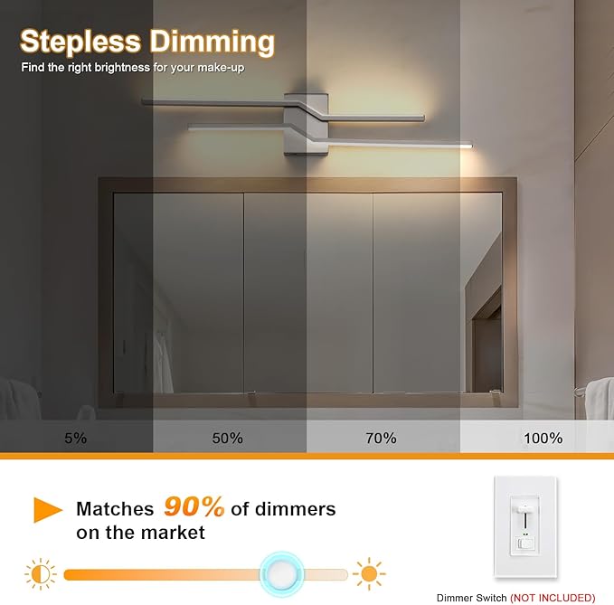 31.5 Inch Vnaity Lighting Led Bathroom Lights Over Mirror Brushed Nickel Dimmable 5CCT 32W Modern Bath Vanity Lights Bar Wall Sconces