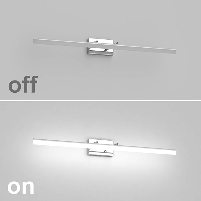 Aipsun 40in Dimmable Modern LED Vanity Lights for Bathroom Light Fixtures Over Mirror Chrome Modern Vanity Lighting(White Light)