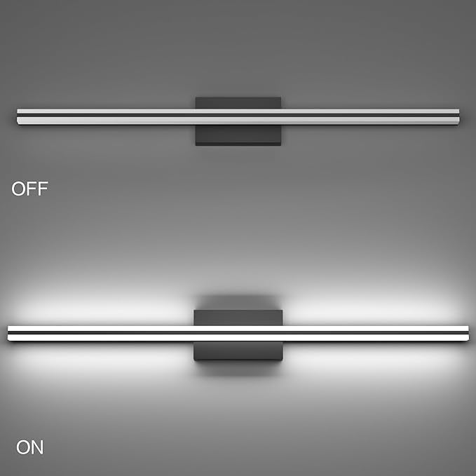 SOLFART Bathroom Lighting Fixtures Over Mirror 25W 40 Inch Modern Black LED Vanity Lights 5CCT Dimmable Bathroom Light