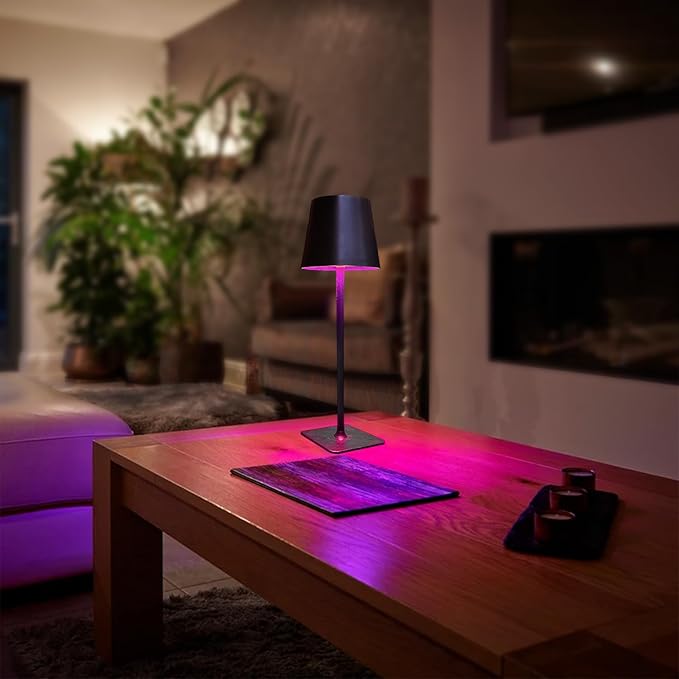 Cordless Table Lamps, Outdoor Solar LED Lamp, 4000mAh Rechargeable Bottle Lamp, Touch RGB Color Stepless Dimming Light for Bedroom, Restaurants, Patio, Camping,Bar Black