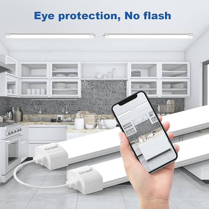 Led Garage Light 5FT Shop Lighting Fixture with Plug in Cord,Waterproof LED Lights 5000K Under Cabinet Lighting Tube Lights 45W for Kitchen Bathroom Workbench