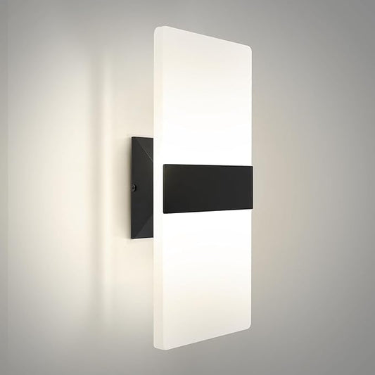 ASD 14 Inch Indoor LED Wall Sconce - 24W 2700K-5000K Dimmable Black Wall Sconce Lights for Living Room, Bedroom, Bathroom, Hallway - Modern Wall Sconces Hardwired, ETL Interior Light