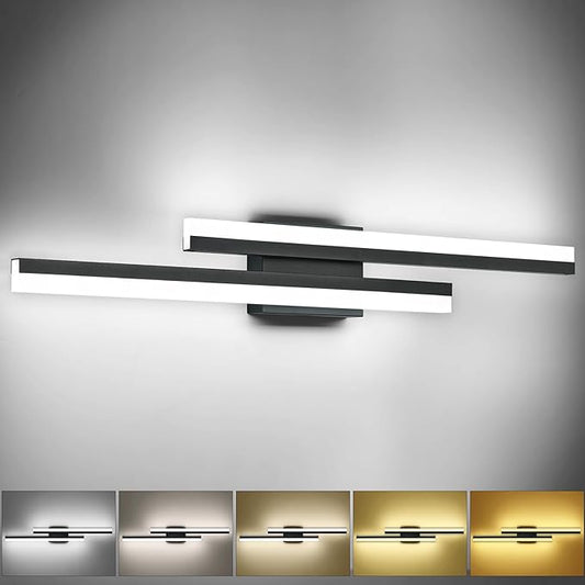 PRESDE 32 Inch LED Vanity Light Black Bathroom Light Fixtures Over Mirror Modern Bath Lighting Bar 5CCT