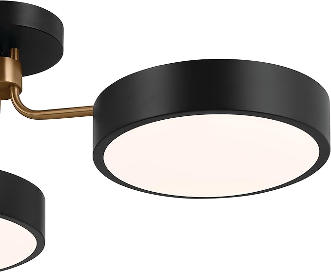 KICHLER Sago 52604BKCPZ Semi Flush LED 3-Light 40˝ with Clear Acrylic with Inside Satin Etch in Black and Champagne Bronze