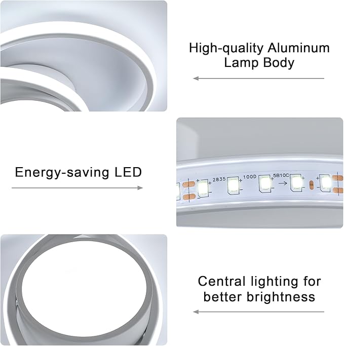 AUA LED Modern Ceiling Light, 39W 6500K Round Ceiling Lights Fixture, 15.7" for Hallway, Kitchen, Bedroom, Dining Room, Entryway, White