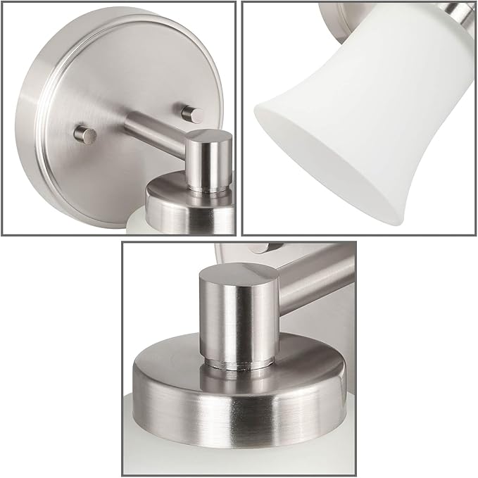XiNBEi Lighting Wall Sconce, Single Bathroom Vanity Wall Light with Glass, Brushed Nickel Finish for Hallway & Bedroom XB-W1235-1-BN