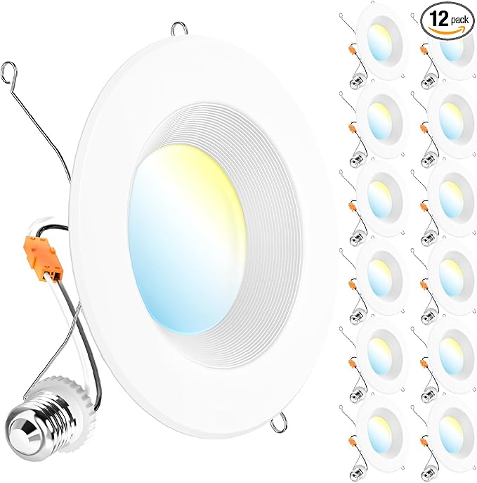 Sunco 12 Pack LED Recessed Lighting 6 Inch, Retrofit Can Lights, 965LM, 13W (100W Equivalent), Selectable CCT 2700K/3000K/3500K/4000K/5000K, Dimmable, Baffle Trim, Damp Rated UL