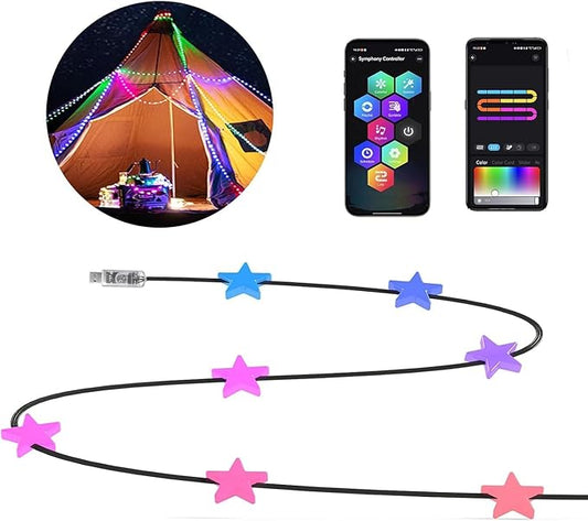 Smart Star Fairy Lights, 33FT 66 LED String Light, Tent Lights for Party with App, Music Sync,Group Control String Lights for Bedroom, Party, Wedding, Holiday Decorations (Star)