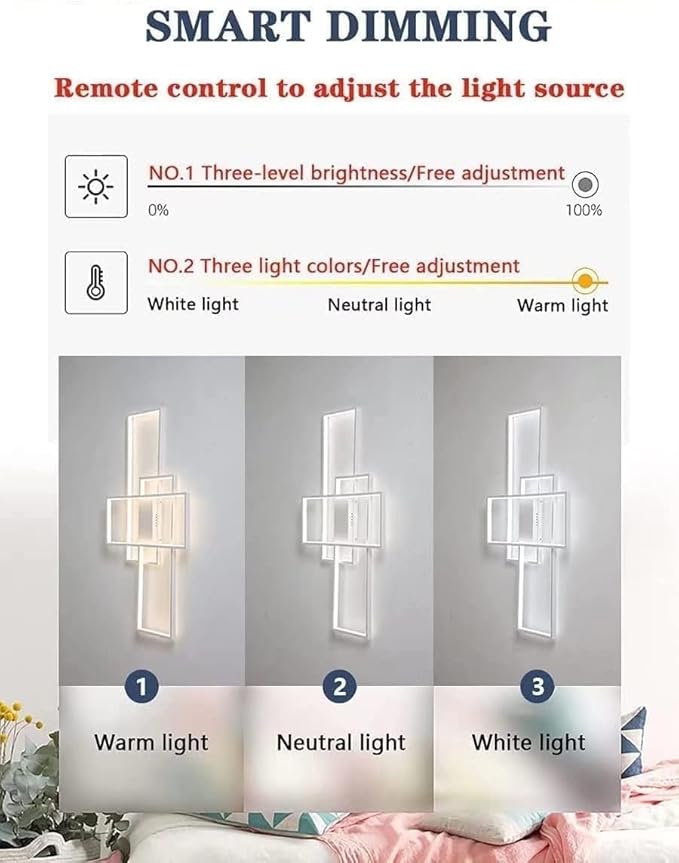 Modern LED Ceiling Light 55" Dimmable White Ceiling Light Fixture with Remote Control Square 82W 3000K-6500K Ceiling Lamp for Kitchen, Living Room, Bedroom
