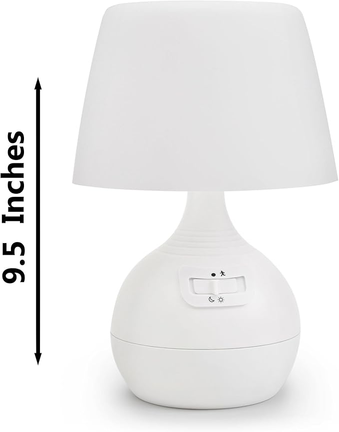 Ivation 12-LED Battery Operated Motion Sensing Table Lamp - Dual Color Range - Available Settings Include Manual & Automatic Motion & Light Sensing, White