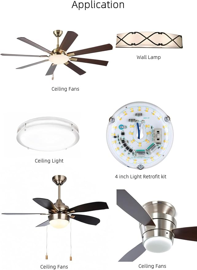 LED Ceiling Fan Light Retrofit Kit, 4 Inch, Ceiling Light Replacement kit Panel PCB Engine, 18W, 3CCT 3000K-4000k-5000K Shift by Toggle Switch 120V, ETL, 2200LM, CRI90, Dimmable
