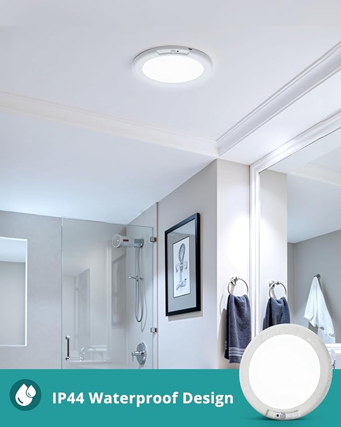 wowatt 6Pcs Battery Operated Ceiling Lights Rechargeable Motion Sensor Light Indoor Wireless Shower Light with Remote 3000K 4500K 6500K 7.48in Dimmable Timing Motion Activated Lamp for Closet Shower