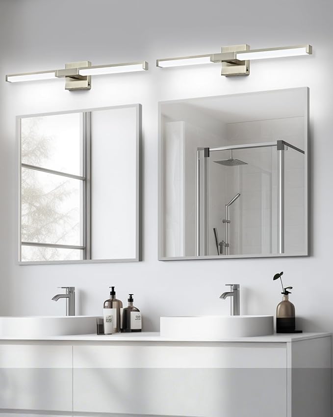 OKELI Modern Bathroom Light Fixtures Over Mirror, 24 Inch Brushed Nickel Vanity Light Bar for Bathroom, 12W 5CCT Diammable Wall Light