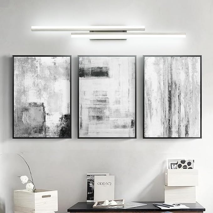 PRESDE 48" LED Bathroom Vanity Light, Modern Brushed Nickel Wall Bar Fixture Over Mirror Dimmable