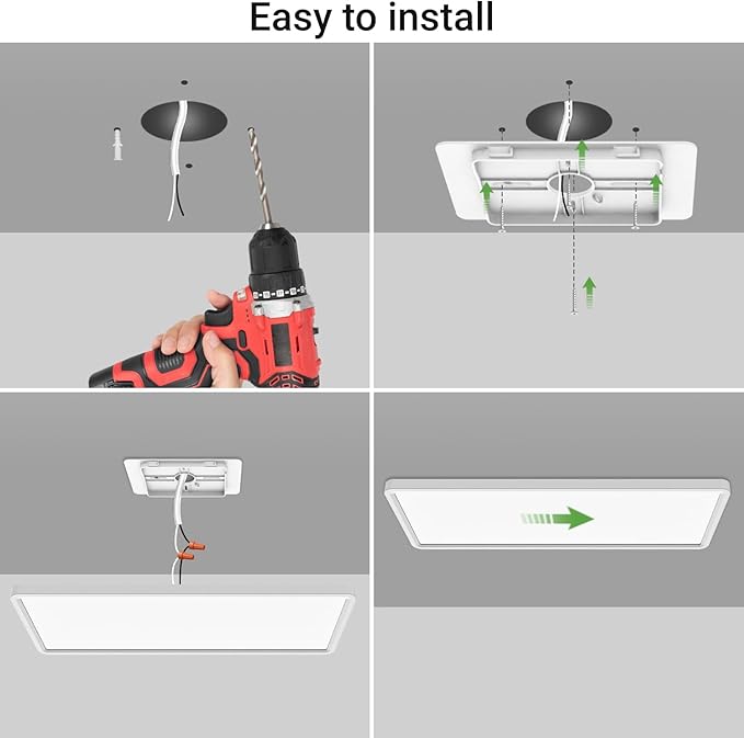 zemty LED Flat Panel Light with Remote 22.8x7.8 Inch, 32W 3500LM 3000K-6500K Adjustable Color Temperature, Dimmable Flush Mount Ceiling Light Fixture for Kitchen Bedroom Garage