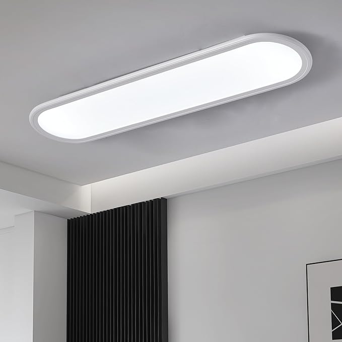 Ganeed 27.6 Inch LED Ceiling Light, High Brightness Linear Ceiling Lamps,6000K Cool White Modern Ultra Thin Low Profile Light Fixture for Bedroom Kitchen Study Room Hallway,White/36W