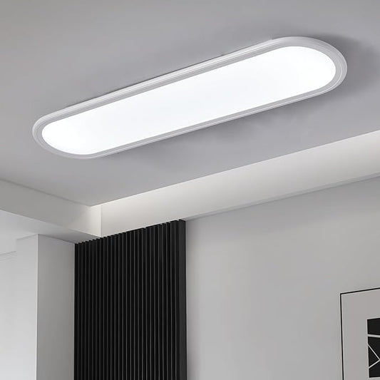 Ganeed 27.6 Inch LED Ceiling Light, High Brightness Linear Ceiling Lamps,6000K Cool White Modern Ultra Thin Low Profile Light Fixture for Bedroom Kitchen Study Room Hallway,White/36W