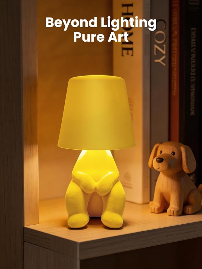 Modern Table Lamp for Youth: Rechargeable Cute Light for Kids Child Teen - Gift for Birthday Christmas Halloween Easter (Yellow)