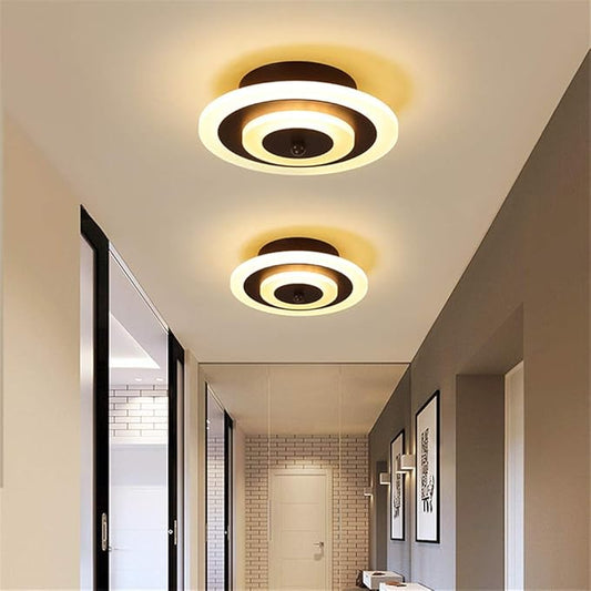 RUNNUP Acrylic Unique Minimalist Ceiling Lamp Minimalist Led Flush Mount Ceiling Light for Dining Hallway Living Kitchen Bedroom Room Kitchen Island Office,Brown-Round-Warm Light