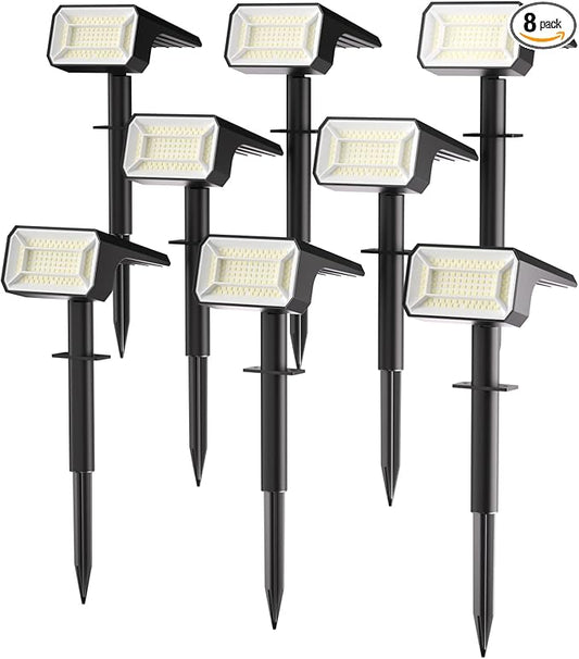 Fabrito 8 Pack Solar Spot Lights Outdoor Waterproof IP67, [108 LEDs, 4 Modes] Dusk to Dawn Spotlights with 1500mAh Battery for All Night, Landscape Lights for Tree, Yard, Pool, Pathway, Cool White