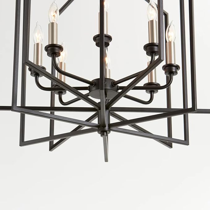 Quorum 888-8-69 Transitional Eight Light Pendant from Hammond Collection in Black Finish,