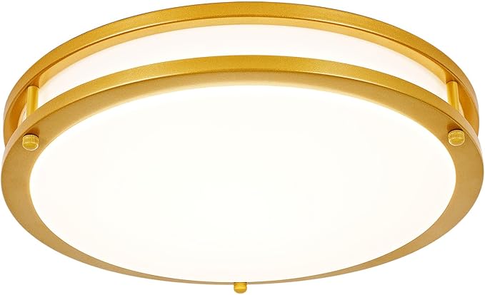 DLLT Flush Mount LED Ceiling Light: 13 Inch 5CCT (3000K-6000K) & Dimmable Ceiling Light Fixtures for Bedroom Hallway - 24W Modern Gold Super Bright Kitchen Lighting Fixtures Ceiling