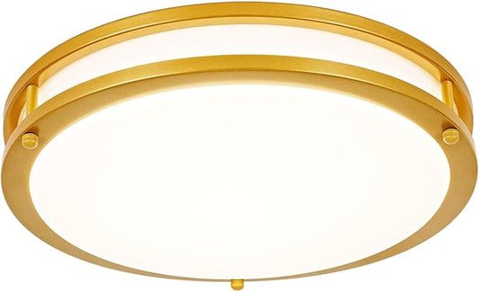 DLLT Flush Mount LED Ceiling Light: 13 Inch 5CCT (3000K-6000K) & Dimmable Ceiling Light Fixtures for Bedroom Hallway - 24W Modern Gold Super Bright Kitchen Lighting Fixtures Ceiling